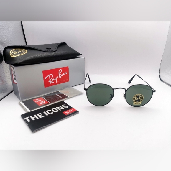 LIKE NEW RayBan Round Metal RB3447 Black Ray ban Sunglasses - Picture 9 of 13